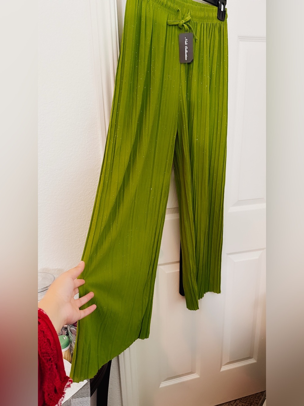 & Other Stories Olive Green Pleated Wide-Leg Pants
